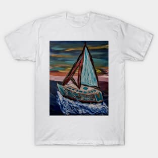 yacht sailing in the open ocean T-Shirt